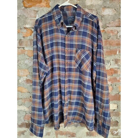 Jackson Hole Flannel Shirt Mens Sz XXL Cotton Blue Brown - Picture 1 of 3
